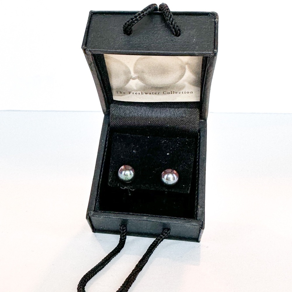 Cultured Black Pearl Button Stud Earrings Honora Freshwater Collection